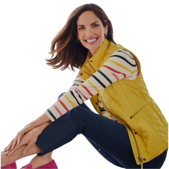 Talbots Yellow Quilted Vest- Fleece Lined Size S - Picture 1 of 12